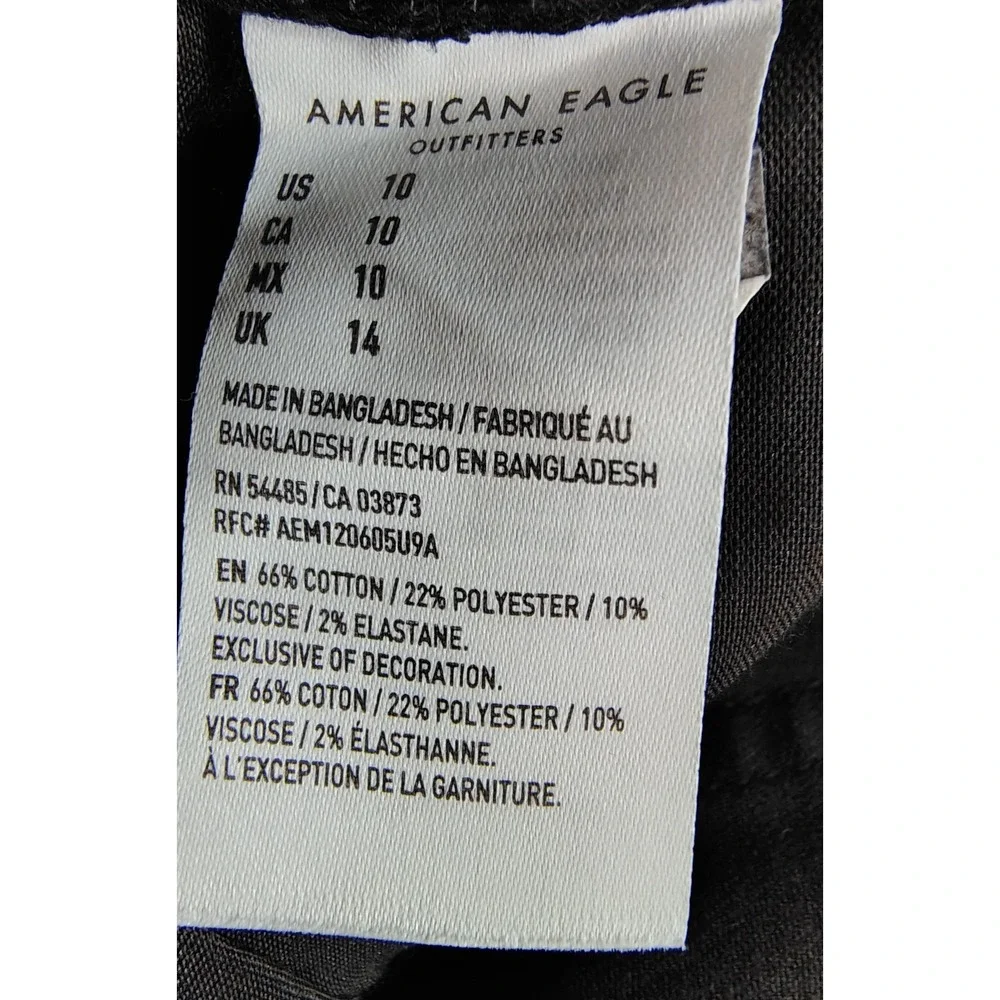 American Eagle Ne(x)t Level Stretch High Waisted Distressed Black Shorts Size 10